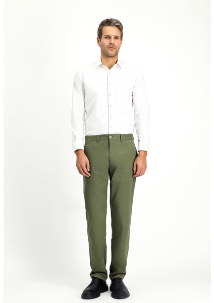 Regular Fit Likralı Kanvas / Chino Pantolon