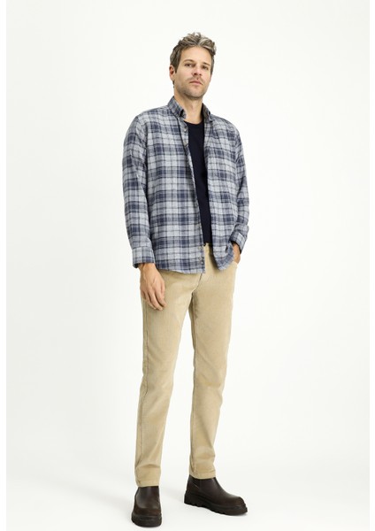 Slim Fit Dar Kesim Likralı Kadife Pantolon