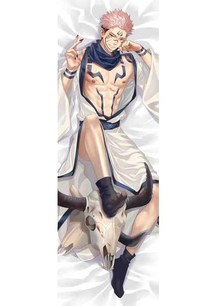 Jujutsu Kaisen Ryomen Sukuna Desenli Tek Yon Baskili Sarilma Yastığı Kılıfı