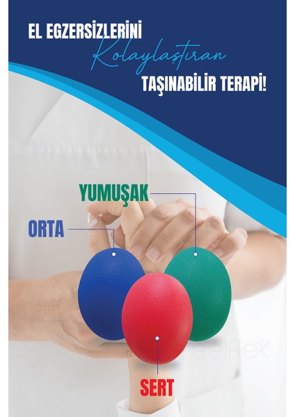3 Adet Farklı Sertlikte Silikon El Egzersiz Topu Stress Topu Fizik Tedavi El Çalıştırma Güçlendirme