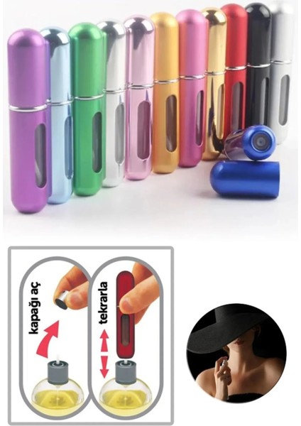 Cep Parfüm Şişesi Doldurulabilir Mini 5 ml Çanta Içi Cep Yedek Parfüm Şişesi