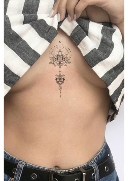 Göğüs Arası Lotus Çiçek Tattoo Geçici Dövme Tattoo Aksesuar Şık Moda Yaz