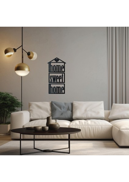 Home Sweet Home 3'lü Metal Duvar Dekoru - Modern Ev ve Ofis Dekorasyonu