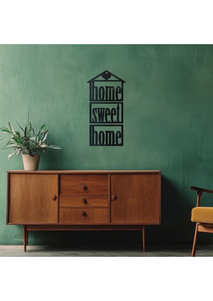 Home Sweet Home 3'lü Metal Duvar Dekoru - Modern Ev ve Ofis Dekorasyonu