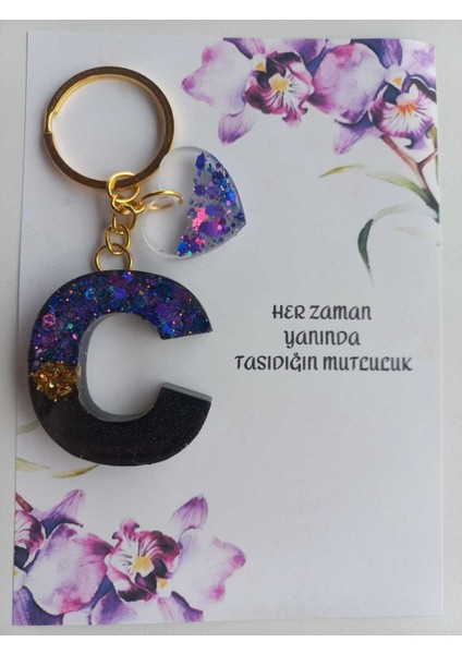 El Yapımı Epoksi C Harfi Anahtarlık