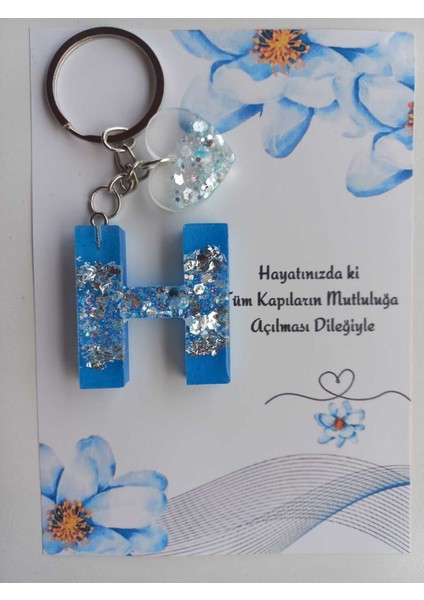 El Yapımı Epoksi H Harfi Anahtarlık