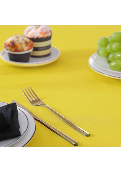 Sıvı Geçirmez Dertsiz Oval Masa Örtüsü Sarı