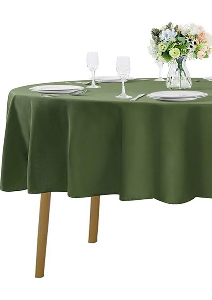 Sıvı Geçirmez Dertsiz Oval Masa Örtüsü Yeşil + 6 Peçete