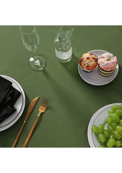 Sıvı Geçirmez Dertsiz Oval Masa Örtüsü Yeşil + 6 Peçete fırsatları