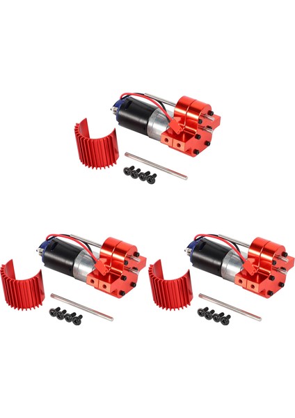 Fırçalanmış Motor+Alaşımlı Isı Emici Seti, Çelik Dişli, Kırmızı (Yurt Dışından)