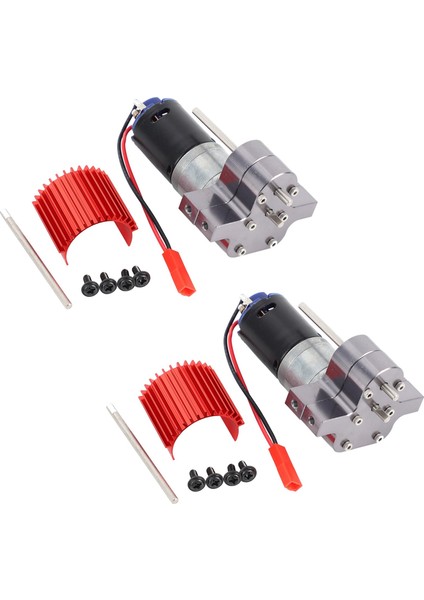 2x 370 Fırçalı Motor+Alaşımlı Isı Emici Seti, Çelik Dişlili, C14 C24 B14 B24 B16 B36 6x6 (Yurt Dışından)