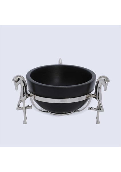 Metal Ahşap Atlı Kase 25*25*15 cm