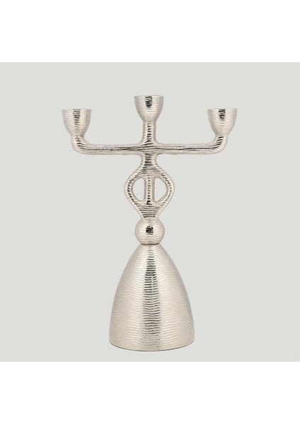 Sılver Metal 3 Lü Şamdan 22*11*32 cm