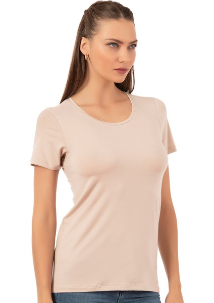 Özkan 26976 Kadın Premium Yumuşak Rahat Kumaş Viskon Bisiklet Yaka Kısa Kollu Örme T-Shirt fırsatları