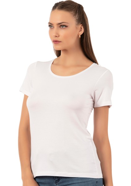 Özkan 26976 Kadın Viskon Kısa Kollu Yuvarlak Yaka T-Shirt modelleri