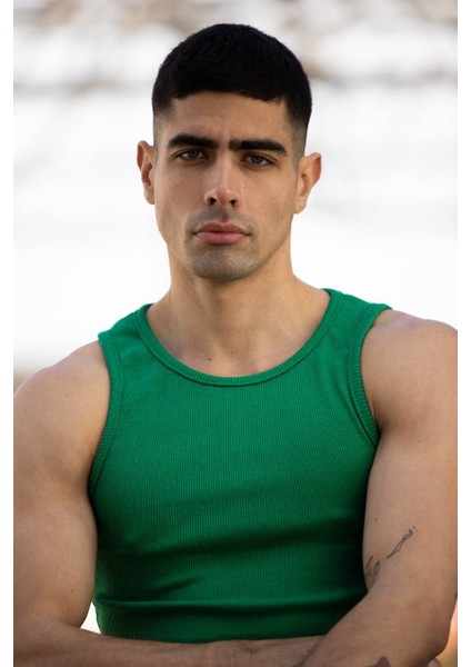 Erkek Halter Yaka Sporcu Likralı Atlet 4 lü Paket modelleri
