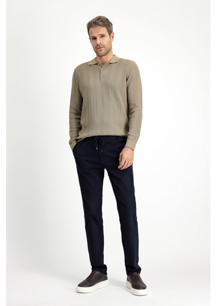 Regular Fit Likralı Beli Lastikli Ipli Pantolon