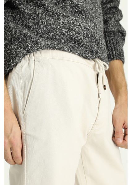 Slim Fit Dar Kesim Likralı Beli Lastikli Ipli Pantolon