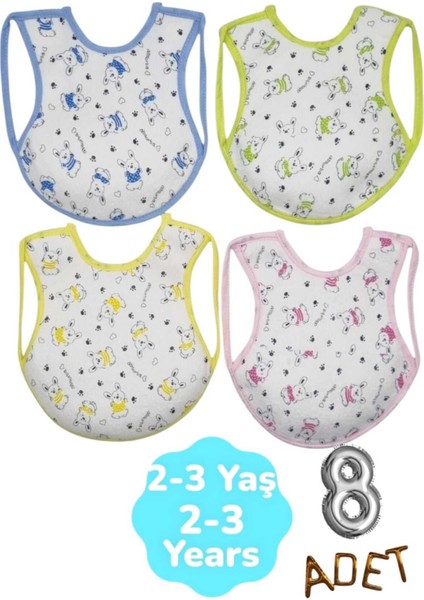 Bebek Cotton Arkası Muşambalı Su Geçirmez Renkli Mama Önlüğü 8'li Set 2-3 Yaş fiyatları
