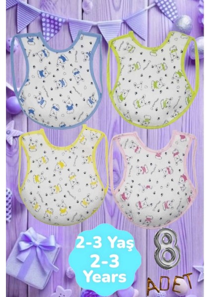 Bebek Cotton Arkası Muşambalı Su Geçirmez Renkli Mama Önlüğü 8'li Set 2-3 Yaş fırsatları