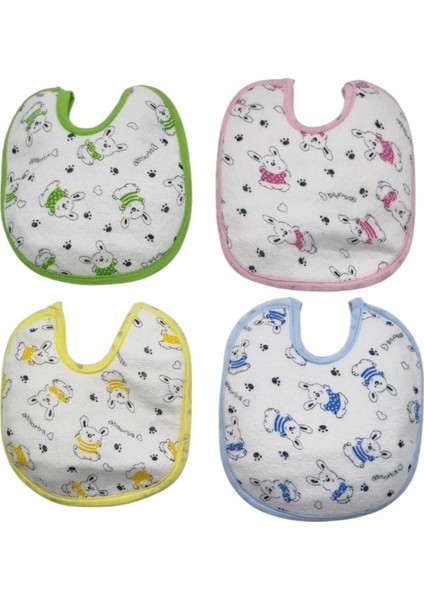 Bebek Cotton Arkası Muşambalı Su Geçirmez Renkli Mama Önlüğü 4'lü Set 0-6 Ay modelleri