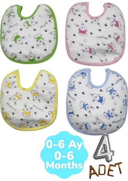 Bebek Cotton Arkası Muşambalı Su Geçirmez Renkli Mama Önlüğü 4'lü Set 0-6 Ay indirimleri