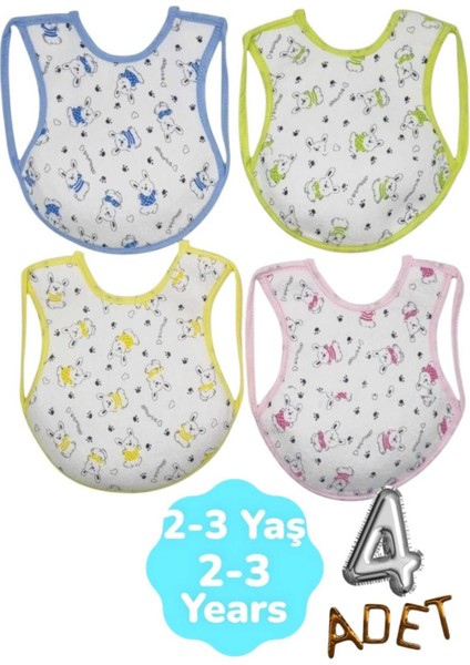 Bebek Cotton Arkası Muşambalı Su Geçirmez Renkli Mama Önlüğü 4'lü Set 2-3 Yaş fiyatları