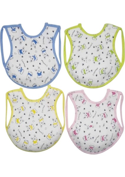 Bebek Cotton Arkası Muşambalı Su Geçirmez Renkli Mama Önlüğü 4'lü Set 2-3 Yaş modelleri