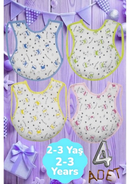 Bebek Cotton Arkası Muşambalı Su Geçirmez Renkli Mama Önlüğü 4'lü Set 2-3 Yaş fırsatları