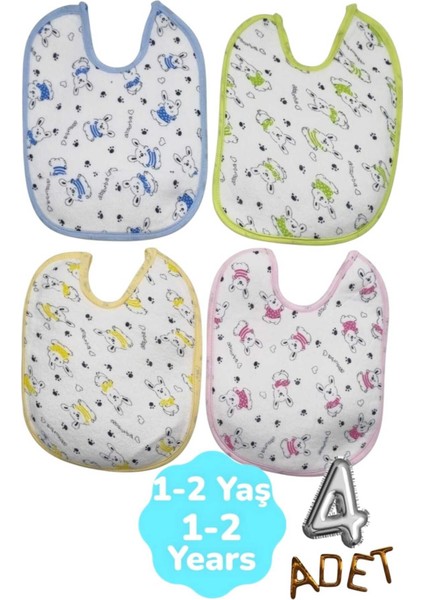 Bebek Cotton Arkası Muşambalı Su Geçirmez Renkli Mama Önlüğü 4'lü Set 1-2 Yaş fiyatları