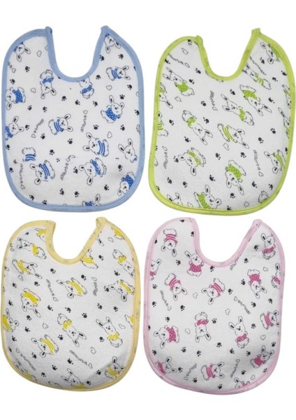 Bebek Cotton Arkası Muşambalı Su Geçirmez Renkli Mama Önlüğü 4'lü Set 1-2 Yaş modelleri