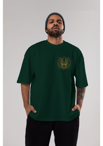 Iron Man 1 Ön Sol Baskılı Oversize T-Shirt Erkek Kadın Unisex Pamuk Bisiklet Yaka Tişort