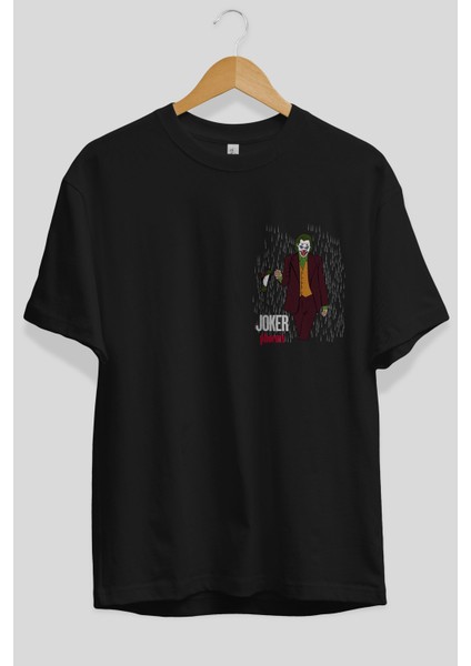 Joker (11) Ön Sol Baskılı Oversize T-Shirt Erkek Kadın Unisex %100 Pamuk Bisiklet Yaka Tişort fiyatları