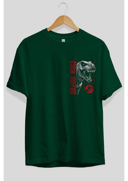 Jurassic Park (2) Ön Sol Baskılı Oversize T-Shirt Erkek Kadın Unisex Pamuk Bisiklet Yaka Tişort fiyatları