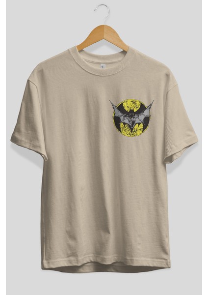 Batman 5 Ön Sol Baskılı Oversize T-Shirt Erkek Kadın Unisex Pamuk Bisiklet Yaka Tişort fiyatları