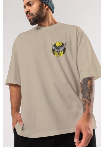 Batman 5 Ön Sol Baskılı Oversize T-Shirt Erkek Kadın Unisex Pamuk Bisiklet Yaka Tişort modelleri