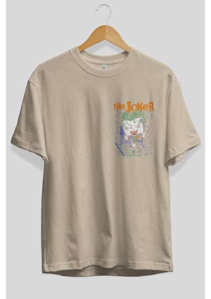 Joker (6) Ön Sol Baskılı Oversize T-Shirt Erkek Kadın Unisex Pamuk Bisiklet Yaka Tişort fiyatları