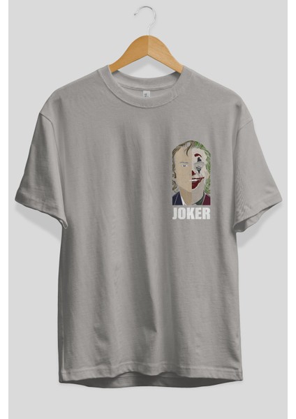 Joker (8) Ön Sol Baskılı Oversize T-Shirt Erkek Kadın Unisex Pamuk Bisiklet Yaka Tişort fiyatları