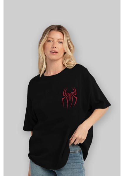 Spiderman (1) Ön Sol Baskılı Oversize T-Shirt Erkek Kadın Unisex %100 Pamuk Bisiklet Yaka Tişort fırsatları