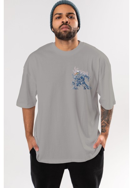Venom (8) Ön Sol Baskılı Oversize T-Shirt Erkek Kadın Unisex Pamuk Bisiklet Yaka Tişort
