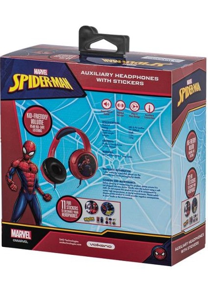 Marvel Spıderman Kablolu Kulaklık Çocuk Kulaklığı Lisanslı Hediye Stıckerlı MV-6513-SM3