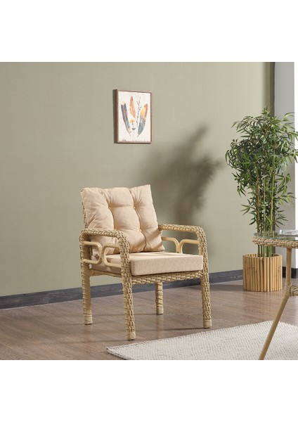 Rio Rattan Bahçe Balkon Oturma Takımı 2+1+1+Camlı Masa Cappuccino