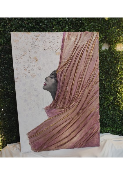 Golden Garden El Yapımı Üç Boyutlu Dekoratif Rölyef Tablo 50X70 (Kadının Uyanışı)