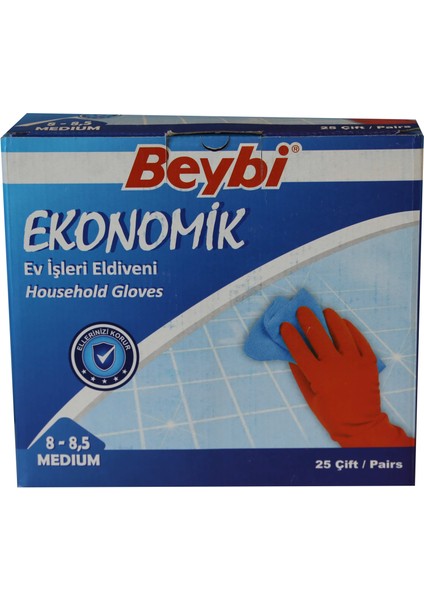 Ekonomik Bulaşık Eldiveni No:8,5 25'li Set