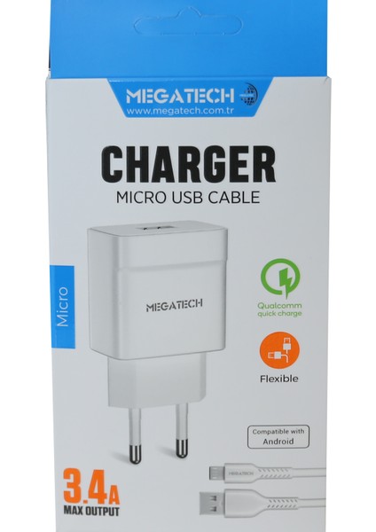 MT-CM34 3.4A Micro Usb Kablo+ Ev Şarj Adaptörü Hızlı Şarj