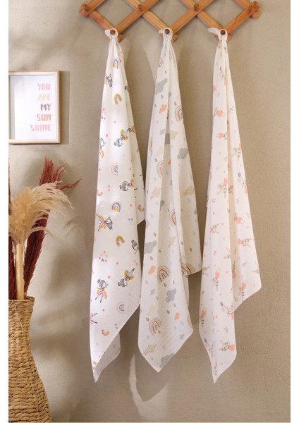 3 Adet Çok Amaçlı Müslin Örtü & Battaniye %100 Pamuk Xl Boy 100 x 80 cm