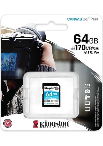 SDG3-64GB 64GB SDXC Canvas Go Plus 170R C10 UHS-I U3 V30 Hafıza Kartı