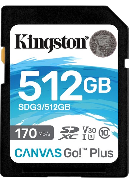 SDG3-512GB 512GB SDXC Canvas Go Plus 170R C10 UHS-I U3 V30 Hafıza Kartı