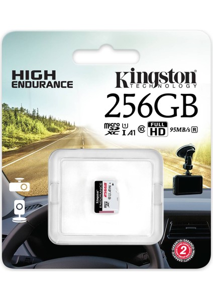 Kingston SDCE-256GB 256GB Microsdxc Endurance 95R-45W C10 A1 Uhs-I Card Only Hafıza Kartı