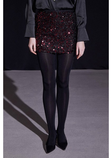 Pul Detaylı Mini Etek Bordo fırsatları